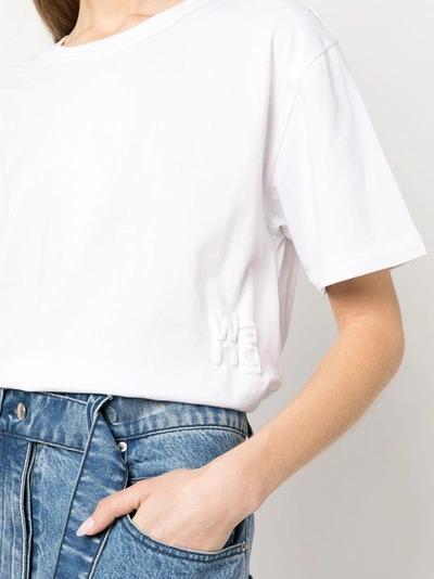 Shop Alexander Wang White Rubberised Logo Cotton T-shirt