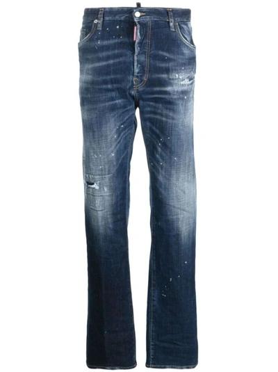 Shop Dsquared2 Mid-rise Indigo Blue Straight-leg Denim Jeans In Black