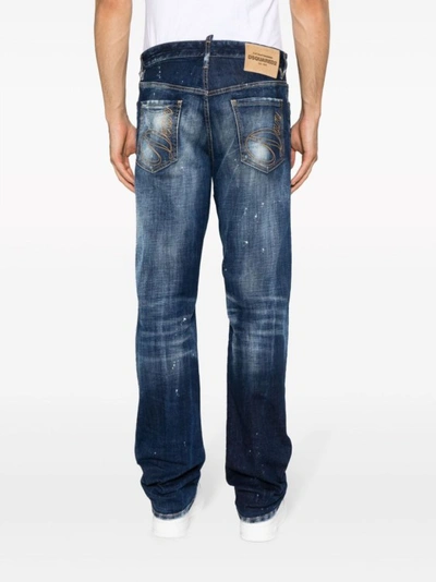 Shop Dsquared2 Mid-rise Indigo Blue Straight-leg Denim Jeans In Black