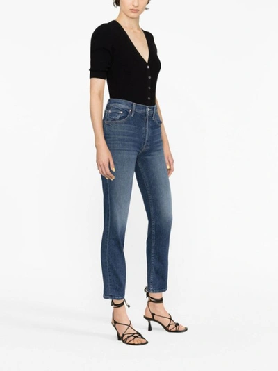Shop Mother High-rise Cropped Skinny Denim Jeans In Green
