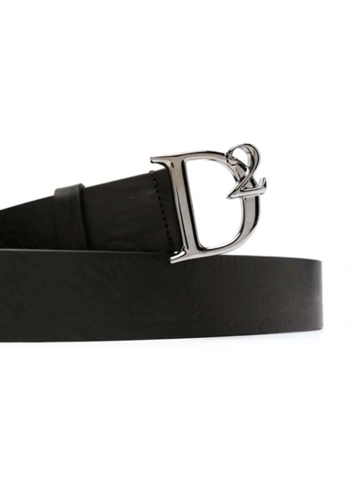 Shop Dsquared2 D2 Statement Logo-buckle Leather Belt In Black