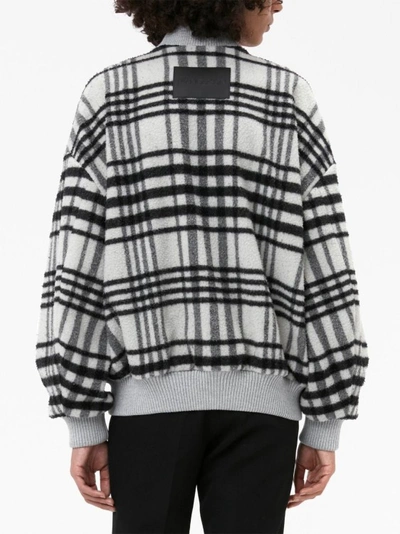 Shop Jw Anderson Check-print Bomber Jacket In Grey