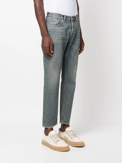 Shop Eleventy Straight-leg Cropped Denim Jeans In Grey