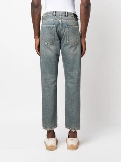 Shop Eleventy Straight-leg Cropped Denim Jeans In Grey