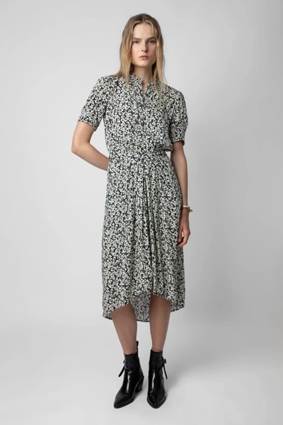 Shop Zadig & Voltaire Rima Floral-print Midi Dress In Grey