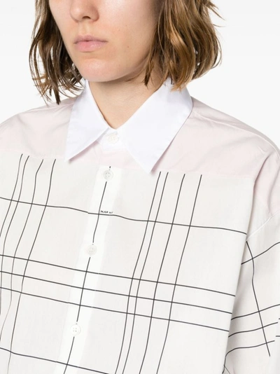 Shop Marni Fine-check Long-sleeve Cotton Shirt In White