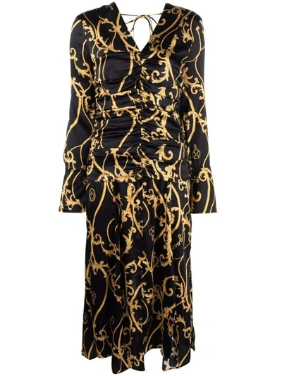Shop Ganni Baroque-print Dress In Black