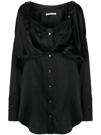 Shop Alexander Wang Layered Silk Minidress In Black