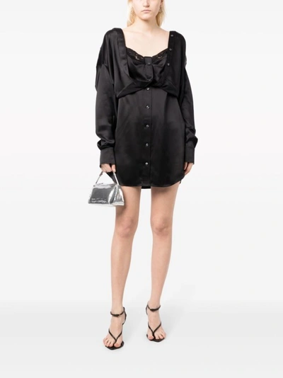 Shop Alexander Wang Layered Silk Minidress In Black