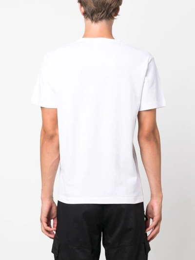 Shop Stone Island Logo-print White Cotton T-shirt