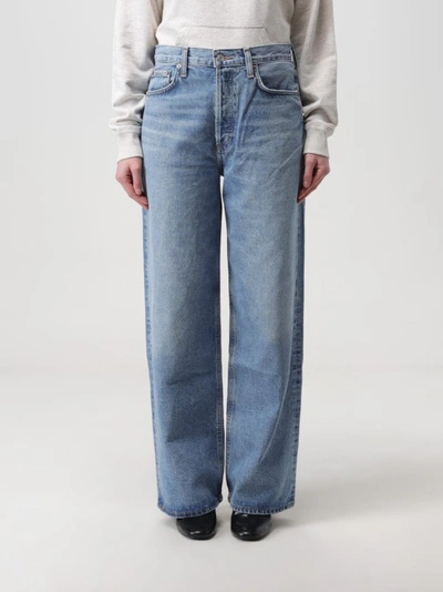 Shop Agolde High-rise Light Blue Straight-leg Denim Jeans