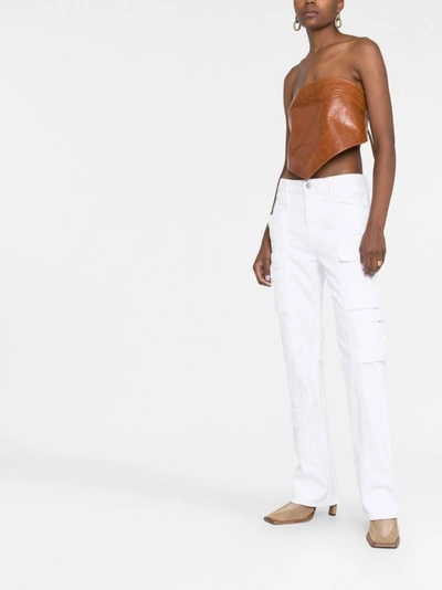 Shop Isabel Marant Cargo Pocket Straight-leg Denim Jeans In White