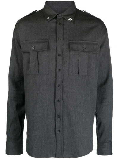 Shop Dsquared2 Long-sleeve Virgin Wool Shirt In Grey