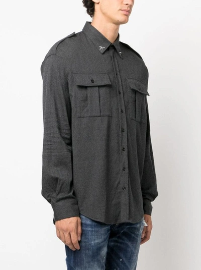 Shop Dsquared2 Long-sleeve Virgin Wool Shirt In Grey