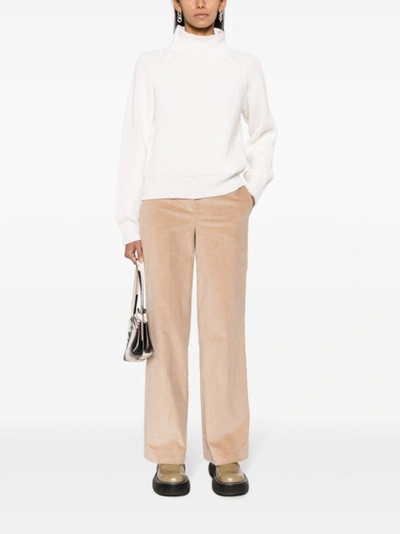 Shop Lorena Antoniazzi Corduroy High-waist Wide-leg Trousers In Neutrals