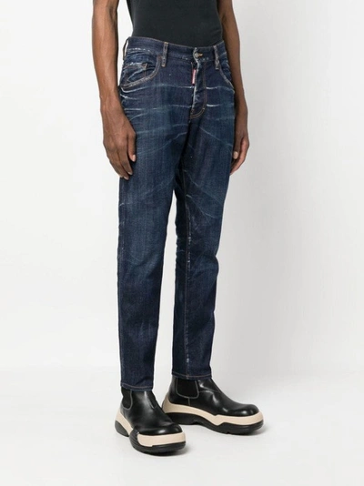 Shop Dsquared2 Bleach-effect Skinny Denim Jeans In Black