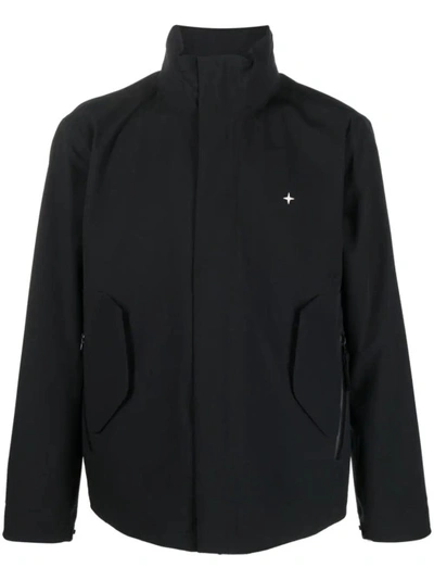 Shop Stone Island High-neck Zip-up Jacket In Black