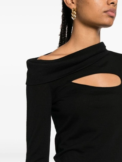 Shop Isabel Marant Paz Off-shoulder Merino-wool Knitwear Jumper In Black