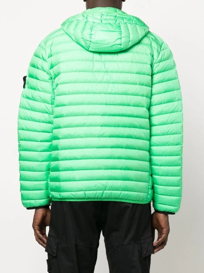 Shop Stone Island Panelled Down Hooded Jacket In Green