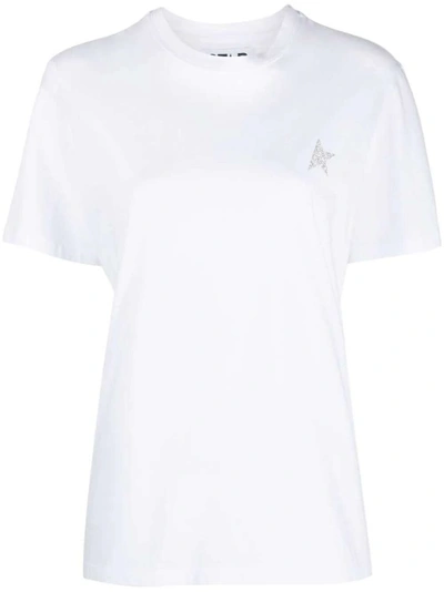 Shop Golden Goose Glitter-logo Cotton T-shirt In White