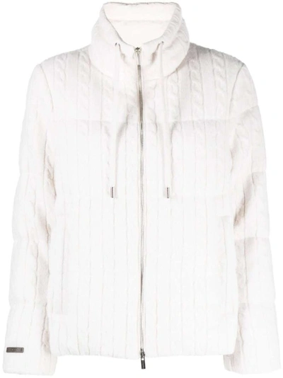 Shop Peserico Cable-knit Padded Jacket In White