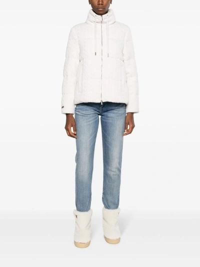 Shop Peserico Cable-knit Padded Jacket In White