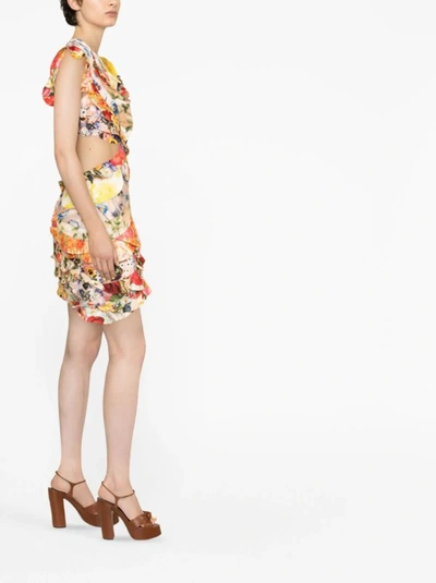 Shop Zimmermann Spliced Floral-print Mini Dress In Neutrals
