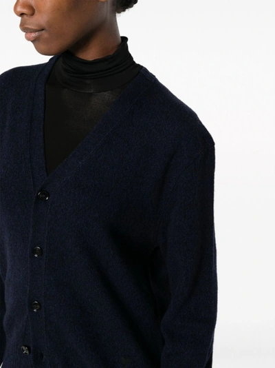 Shop Ami Alexandre Mattiussi V-neck Cashmere-blend Night Blue Cardigan In Black