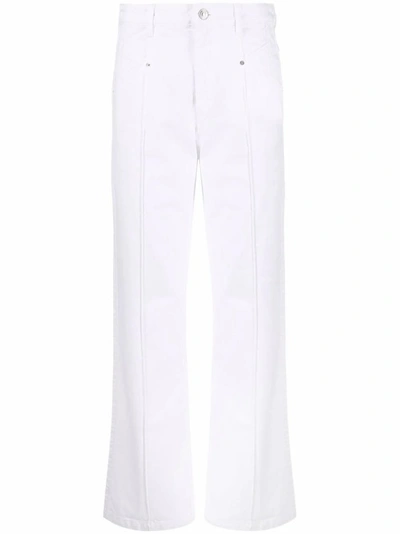 Shop Isabel Marant Straight-leg White Trousers