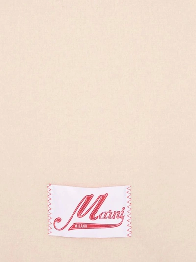 Shop Marni Logo-patch Fringed Scarf In Neutrals
