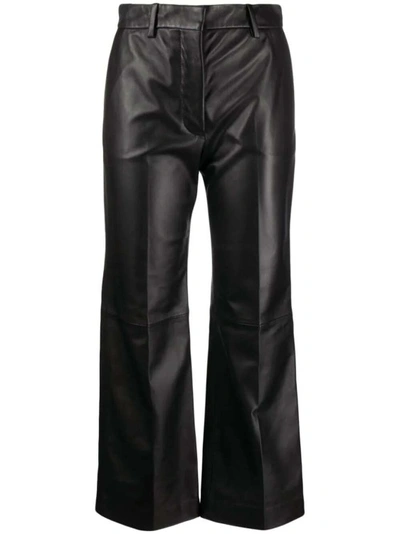 Shop Joseph Talia Leather Cropped Trousers In Black