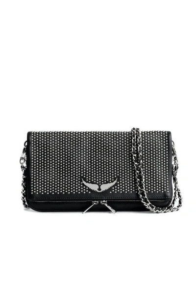 Shop Zadig & Voltaire Rock Stud-embellished Crossbody Bag In Grey