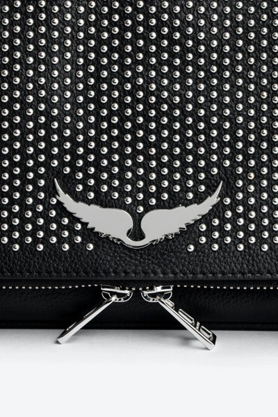 Shop Zadig & Voltaire Rock Stud-embellished Crossbody Bag In Grey