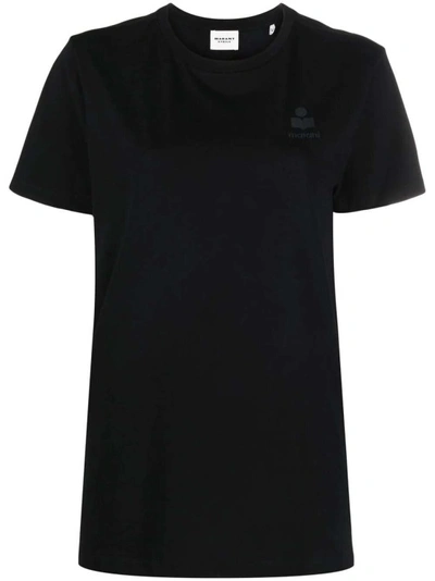 Shop Isabel Marant Étoile Black Logo-print Short-sleeve T-shirt