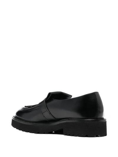 Doucal's Fringed Leather Loafers In Black