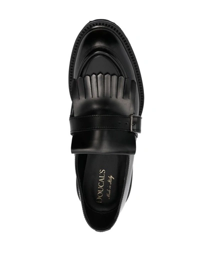 Doucal's Fringed Leather Loafers In Black