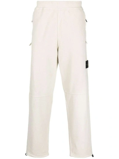 Shop Stone Island Cotton-blend Beige Track Pants In White