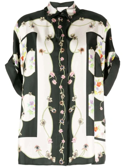 Shop Alemais Venus Floral-print Silk Shirt In White