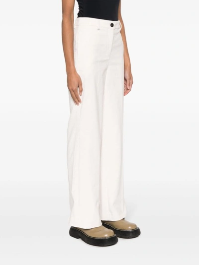 Shop Lorena Antoniazzi Corduroy High-waist Wide-leg White Trousers