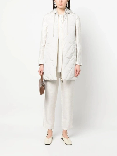 Shop Lorena Antoniazzi Padded Drawstring-hood Vest In White