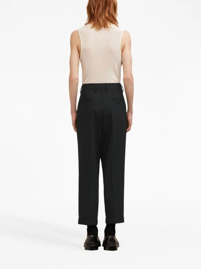 Shop Ami Alexandre Mattiussi Box-pleated Black Cropped Trousers