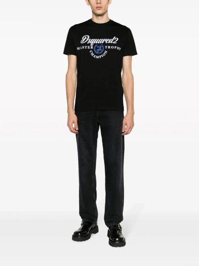Shop Dsquared2 Logo-print Black Cotton T-shirt