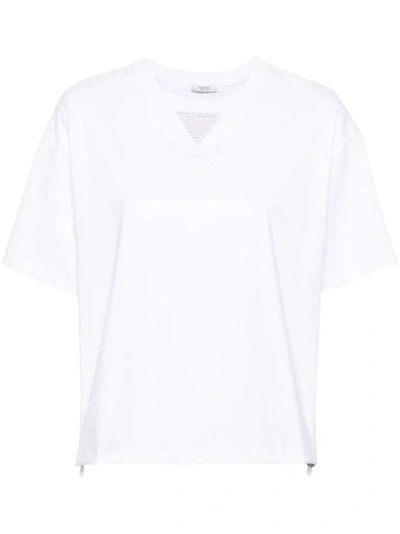 Shop Peserico Punto Luce-detail Cotton T-shirt In White