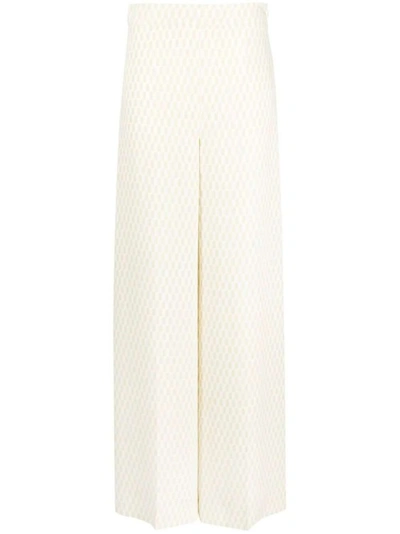 Shop Joseph Alane Geometric-print High-waisted Trousers In Neutrals