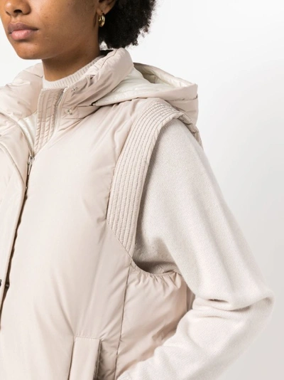 Shop Peserico Hooded Down Gilet In Neutrals