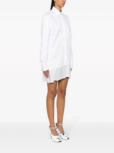 Shop Jw Anderson Crystal-embellished Cotton Shirtdress In White