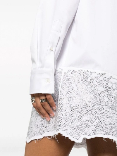Shop Jw Anderson Crystal-embellished Cotton Shirtdress In White