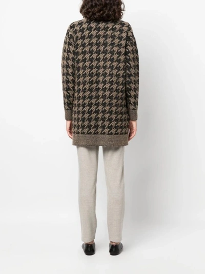 Lorena Antoniazzi Houndstooth-pattern Knitted Cardigan In Grey