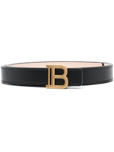 Shop Balmain Logo-buckle Belt In Grey