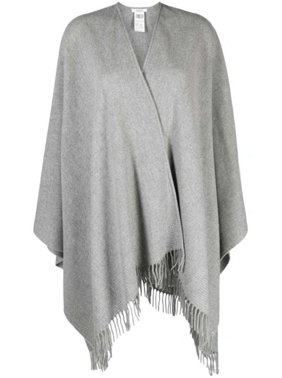 Shop Peserico Asyemmtric-hem Virgin-wool Knitwear Cape In Grey